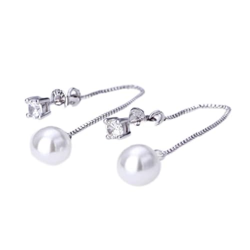 HYHJYMG Damenohrringe, Hengst Ohrringe Stylish 925 Mode Imitation Perl Crystal Ladies Tassels Stud Ohrringe Schmuck Frauen Allergie/925, Frauen von HYHJYMG