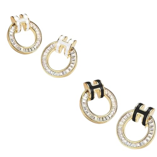 HYHJYMG Designer 18K Gold plattiert hypoallergene Ohrringe für Frauen | Einzigartiger zierlicher Frauenschmuck mit kubischen Zirkonia -Alphabet -Anhängern | Hochzeits- und Geschenk-fähige trendige von HYHJYMG