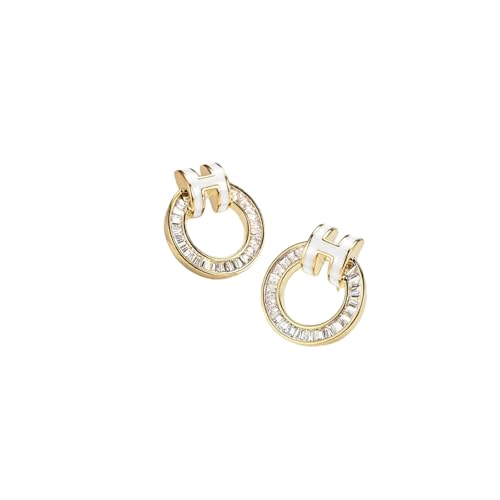 HYHJYMG Designer 18K Gold plattiert hypoallergene Ohrringe für Frauen | Einzigartiger zierlicher Frauenschmuck mit kubischen Zirkonia -Alphabet -Anhängern | Hochzeits- und Geschenk-fähige trendige von HYHJYMG
