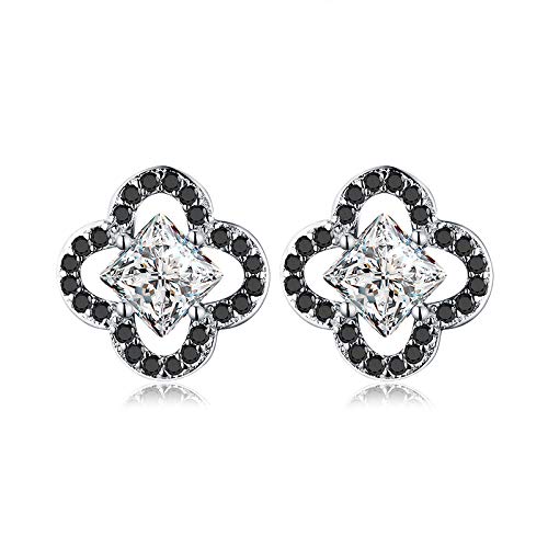 HYHJYMG Echte 925 feine Schmuck Trendige Blume Hochzeit Ohrringe für Frauen schwarzer Spinell Female Ohrring von HYHJYMG