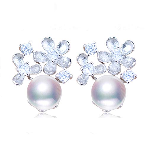HYHJYMG Fashion Pearl Ohrringe Blumenperlenschmuck natürliche Süßwasserperle 925 Sterling Silber Ohrringe Schmuck für Frauen von HYHJYMG