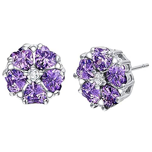 HYHJYMG Gestüt Ohrringe für Frauen 925 Schmuck Herzgeformte Edelsteine Fünf Herzinnen weibliche Ohrstifte Jubiläum Party von HYHJYMG