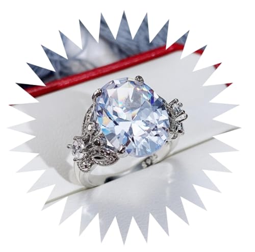 HYHJYMG Girl Products Ringe Ring Schmuck Damen Herren Versprechen Hochzeit Super Groß Oval Zirkonia Damen Ring Einfache Und Exquisite Schmetterling Geschenke, 7, A von HYHJYMG