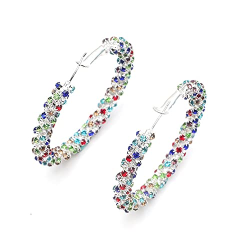 HYHJYMG Glänzende große Hoop -Ohrringe für Frauen Mädchen Boho -Strass -Verpackung Wickelte Hoops Huggie Ohrring Leichte Funkeln Hochzeit Weihnachtsgeburtstag Schmuckgeschenke 50mm von HYHJYMG
