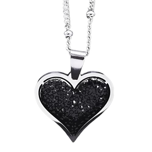 HYHJYMG Mädchen Schmuck Accessorie Elegant schwarze Kristall -Pave -Herzkette für Frauen, exquisite Halshöhe -Strass -Herzkette - Zirkon -Pave -Halskette, Wiedervereinigungsherz -Halskette für HYHJYMG Mädchen Schmuck Accessorie Elegant schwarze Kristall -Pave -Herzkette für Frauen, exquisite Halshöhe -Strass -Herzkette - Zirkon -Pave -Halskette, Wiedervereinigungsherz -Halskette für von HYHJYMG