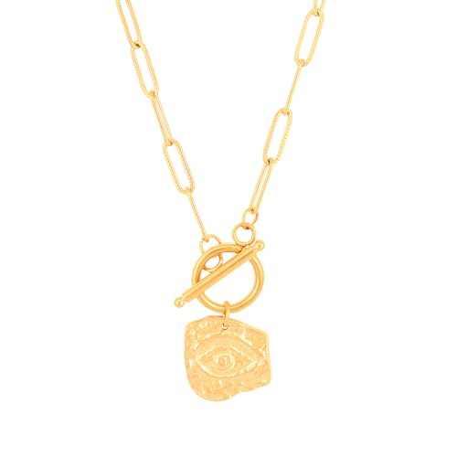 HYHJYMG Mädchen Schmuck Accessorie Geometrie Sonne Totem Toggle Halsketten Frauen Männer, Liebe Herz dicke Kettenschaltkette - Klassiker Umschaltcharme, OT -Schnalle -Kippverschluss für Weihnachten von HYHJYMG