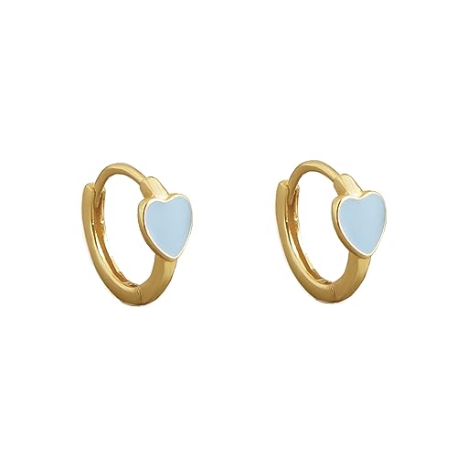 HYHJYMG Niedliche Emaille -Herz -Reifen Ohrringe für Frauen Mädchen 925 Sterling Silber 14K Gold plattiert hypoallergenen schönen kleinen Hoops Huggie Hoops Knorpel Piercing Schmuck minimalistische von HYHJYMG