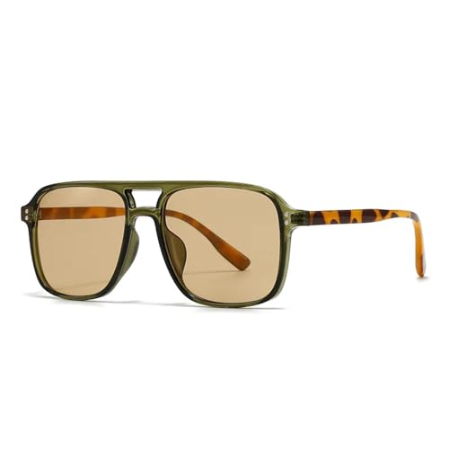 HYHJYMG Retro Doppelbrücken Herren Nieten Sonnenbrille Mode Frauen Schwarz Gelb Farbtöne UV400 von HYHJYMG