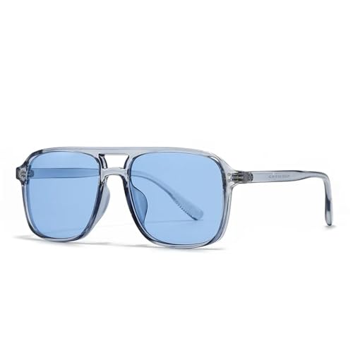 HYHJYMG Retro Doppelbrücken Herren Nieten Sonnenbrille Mode Frauen Schwarz Gelb Farbtöne UV400 von HYHJYMG