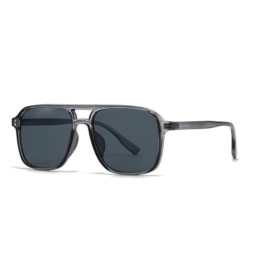 HYHJYMG Retro Doppelbrücken Herren Nieten Sonnenbrille Mode Frauen Schwarz Gelb Farbtöne UV400 von HYHJYMG