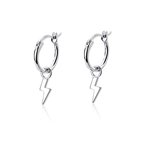 HYHJYMG Small Lightning Bolt Dangle Hoop Ohrringe für Frauen Mädchen Sterling Silber getaucht Huggie Personalisierte Tropfen Clip Hypoallergene Bolde Zarter Charme Punk Fashion Jewelry Chic von HYHJYMG