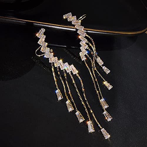 HYHJYMG Stil Eingelegtes Strass -Bowknot Quaste Quaste Long Ohrringe für Frauen Hochzeit Schmuck Geburtstag Geschenk von HYHJYMG