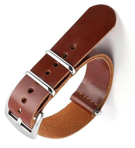 HYHJYMG Uhrenarmband aus Leder, Militär-Design, rissig, 20 mm, A von HYHJYMG