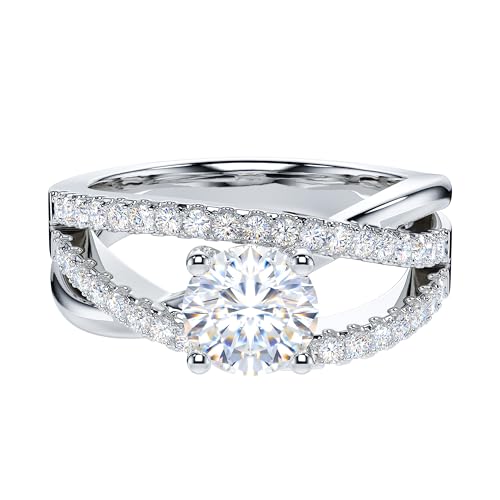 HYHJYMG Verlobungsring für Damen, 1 Karat echter Moissanit oder simulierter Diamant, gedreht, überkreuzt, unendlicher Unendlichkeitsring von HYHJYMG