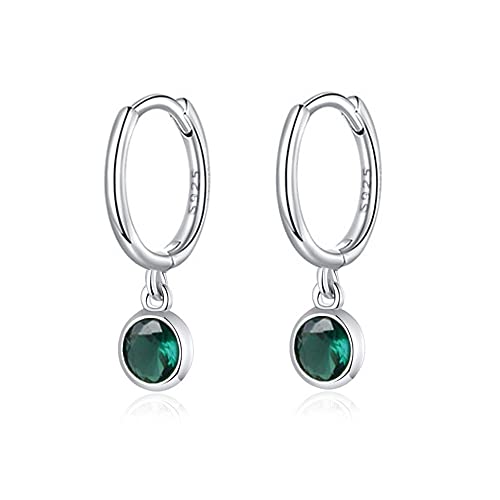 HYHJYMG Zögernde Becken -Hoop -Ohrringe für Frauen Mädchen 925 Sterling Silber Hypoallergen 6 mm Runde CZ Geburtsstein Charme Dangle Drop Knorpel kleine Hoops Huggie Jewelry Süße Geburtstagsurlaub von HYHJYMG