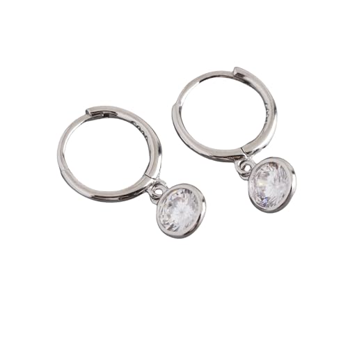 HYHJYMG Zögernde Becken -Hoop -Ohrringe für Frauen Mädchen 925 Sterling Silber Hypoallergen 6 mm Runde CZ Geburtsstein Charme Dangle Drop Knorpel kleine Hoops Huggie Jewelry Süße Geburtstagsurlaub von HYHJYMG