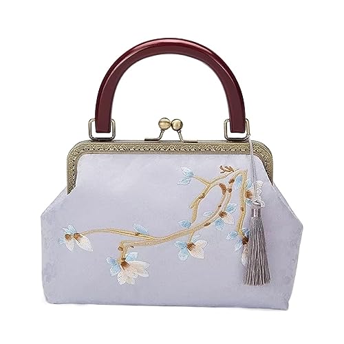 HYKJCSS Handbag Traditionelle Bestickte Mundtasche Mit Quaste, Damentasche, Abendessen-Handtasche Handtasche Damen(B) von HYKJCSS