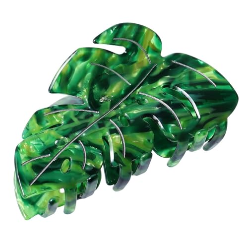 Haarkamm Damen Blatt-Haarklammer, Srtong Hold-Haarklammer, Französisches Design, Für Damen Und Mädchen, Für Dickes, Dünnes Haar Haarkamm Zum Stecken(Grün) von HYKJCSS