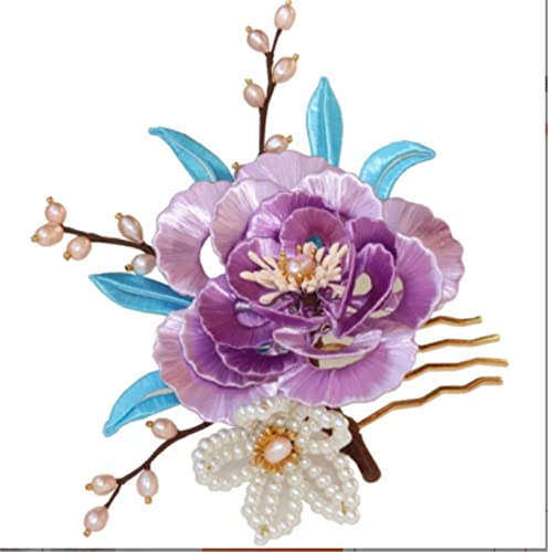 Haarkamm Damen Blumen Haar Seitenkamm Perle Quaste Haarspange Kamm Haarschmuck für Party Prom. Haarkamm Zum Stecken(A) von HYKJCSS