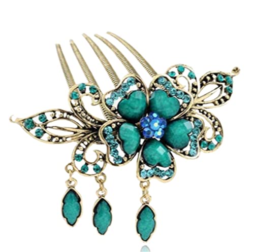 Haarkamm Damen Frauen Haar Seitenkamm Zubehör Mit Quaste Retro Dekorative Haarkamm Clips Strass Blume Haarnadel Für Hochzeit Abschlussball Haarkamm Zum Stecken(C) von HYKJCSS
