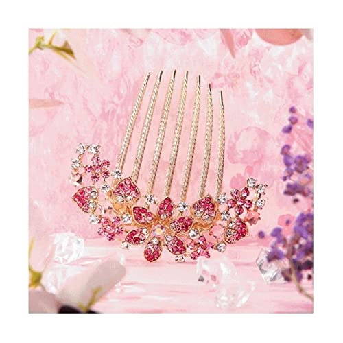 Haarkamm Damen Frauen Haarkämme Zubehör Blume Strass Haar Seitenkamm Dekorative Haarkamm Clips Haarkamm Zum Stecken(Purple) von HYKJCSS