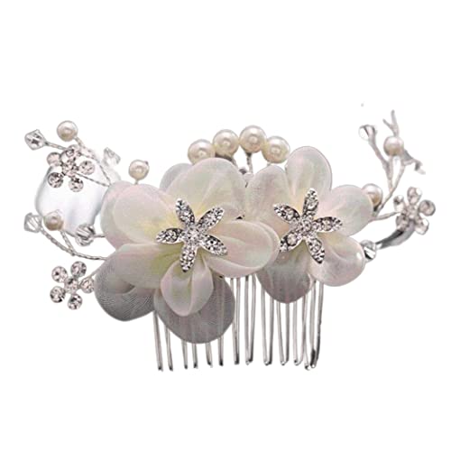 Haarkamm Damen Haar Seitenkamm Braut Haarspange Kamm Strass Seidenblume Clip Kopfschmuck für Hochzeitsaccessoires Haarkamm Zum Stecken von HYKJCSS