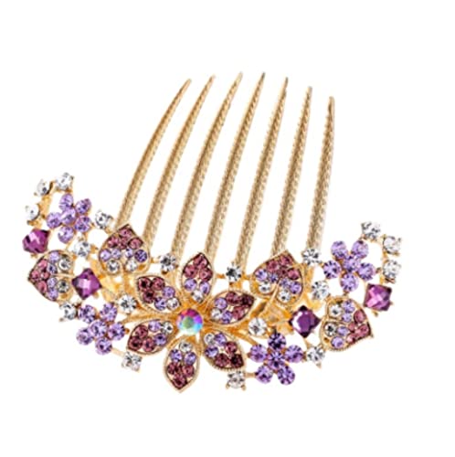 Haarkamm Damen Haarkämme Zubehör Blume Strass Haar Seitenkamm Dekorative Haarkamm Clips für Hochzeit Abschlussball Haarkamm Zum Stecken(Blue) von HYKJCSS