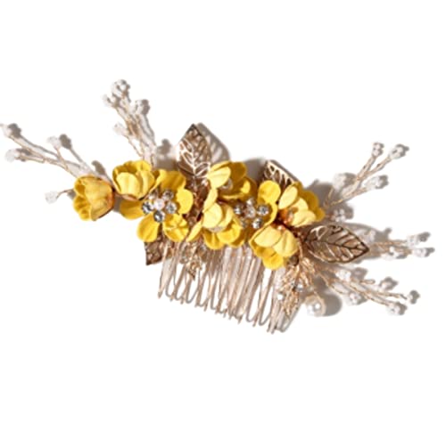 Haarkamm Damen Haarkamm Bräute Rote Blumen Strass Haar Seitenkamm Hochzeit Haarschmuck Haarspange Kamm Kopfschmuck Haarkamm Zum Stecken(C) von HYKJCSS