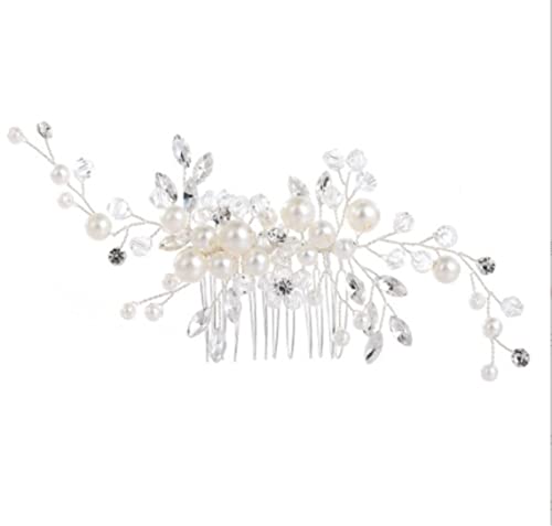 Haarkamm Damen Haarkamm Einsatzkamm glasierte Blume Haarnadel Braut Haarschmuck Haar Seitenkamm Perle Kopfstücke Haarkamm Zum Stecken von HYKJCSS
