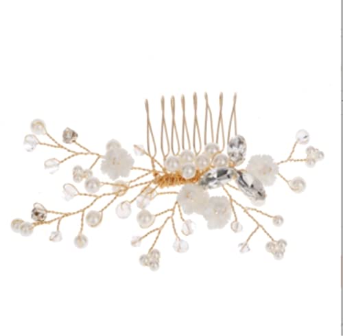 Haarkamm Damen Hochzeit Kopfschmuck Hochzeit Haarkamm Handgemachte Kristall Strass Simulierte Perlen Haar Seitenkamm Haarkamm Zum Stecken von HYKJCSS