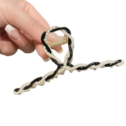 Haarkamm Damen Klauenklammer Aus Metall, Lilie, Große Haarspangen, Großer, Rutschfester Haarschmuck, Dicke Backenklammern, Haarschmuck Haarkamm Zum Stecken(Black) von HYKJCSS