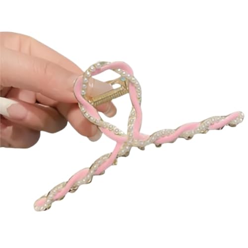 Haarkamm Damen Klauenklammer Aus Metall, Lilie, Große Haarspangen, Großer, Rutschfester Haarschmuck, Dicke Backenklammern, Haarschmuck Haarkamm Zum Stecken(Pink) von HYKJCSS