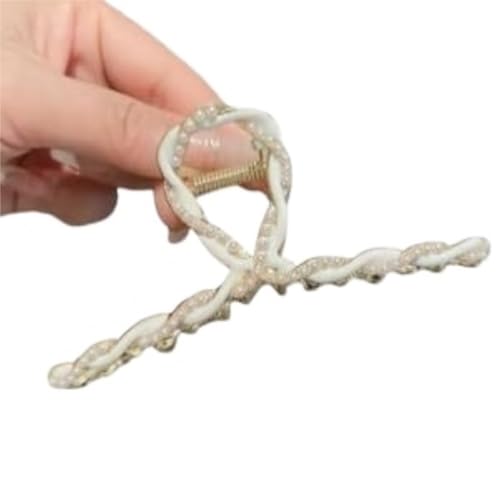Haarkamm Damen Klauenklammer Aus Metall, Lilie, Große Haarspangen, Großer, Rutschfester Haarschmuck, Dicke Backenklammern, Haarschmuck Haarkamm Zum Stecken(White) von HYKJCSS
