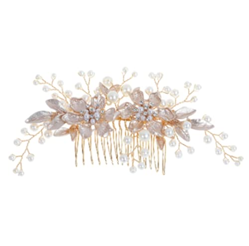 Haarkamm Damen Schmuck Krone für Frauen Kristall Haarkämme Strass Perle Braut Haarkamm Frauen Haarschmuck Hochzeit Haarkamm Zum Stecken von HYKJCSS