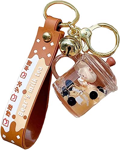 HYKJSHED Kawaii Donut Schlüsselanhänger süßer Bubble Tea Schlüsselanhänger Bär Schlüsselanhänger Anhänger Puppe(Color:Mug) von HYKJSHED