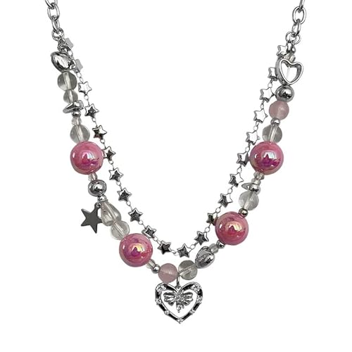 HYKJSHED Y2K Halskette Stern Halskette Damen Kette Halskette Gothic Halskette Schmuck Punk Y2k Mode Outfit Retro Fee Grunge Accessoires von HYKJSHED