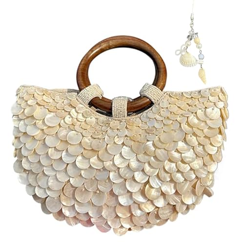 Muschelperlen-Geldbörse mit Pailletten, Muschel-Schlüsselanhänger, Sommer-Muschelperlen-Geldbörsen for Strandhochzeitspartys und Urlaub von HYKJSHED