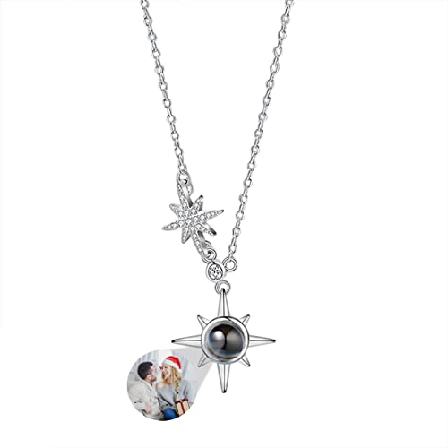 Personalisierte Foto Projektion Halskette | Spaß Nanotechnologie, Achtzackiger Stern-Anhänger Halskette Mit Personalisierten Foto| Romantische Weihnachten Andenken Geschenk (Stil 3) von HYLKD