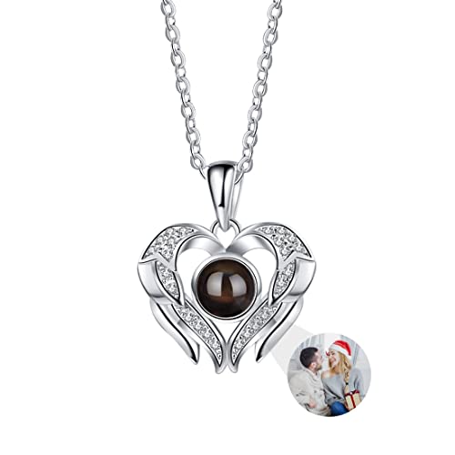 Personalisierte Foto Projektion Halskette | Spaß Nanotechnologie, Herz-Anhänger Halskette Mit Personalisierten Foto| Romantische Weihnachten Andenken Geschenk (Stil 12) von HYLKD