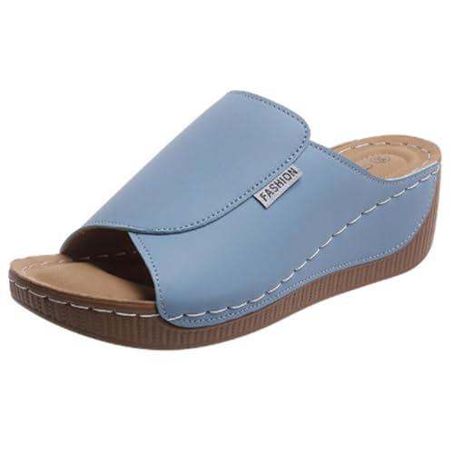 HYLM Vivastep Damen Ergonomische und Rutschfeste Sandalen, Modische Fishbill-Hausschuhe Mit Dicker Sohle (Light blue, Erwachsene, 42, Numerisch, EU Schuhgrößensystem, M) von HYLM