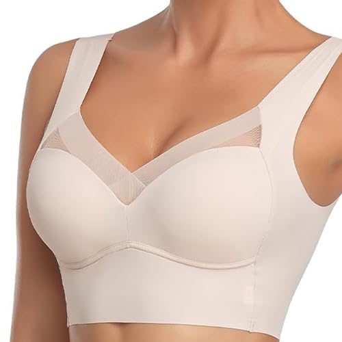 Hatme Haltungskorrektur BH, Wmbra BH Original, Comfy Bra, Summer Wireless Push-Up Comfort Ergonomischer Crossover-BH (DE/NL/SE/PL, Alphanumerisch, 3XL, Regular, Regular, Beige) von HYLM