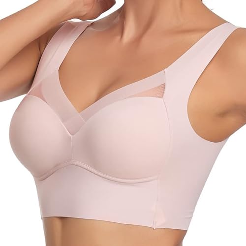 Hatme Haltungskorrektur BH, Wmbra BH Original, Comfy Bra, Summer Wireless Push-Up Comfort Ergonomischer Crossover-BH (DE/NL/SE/PL, Alphanumerisch, 3XL, Regular, Regular, Rosa) von HYLM