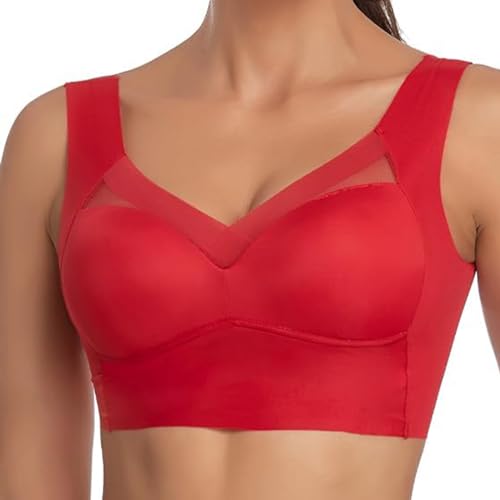 Hatme Haltungskorrektur BH, Wmbra BH Original, Comfy Bra, Summer Wireless Push-Up Comfort Ergonomischer Crossover-BH (DE/NL/SE/PL, Alphanumerisch, 3XL, Regular, Regular, Rot) von HYLM