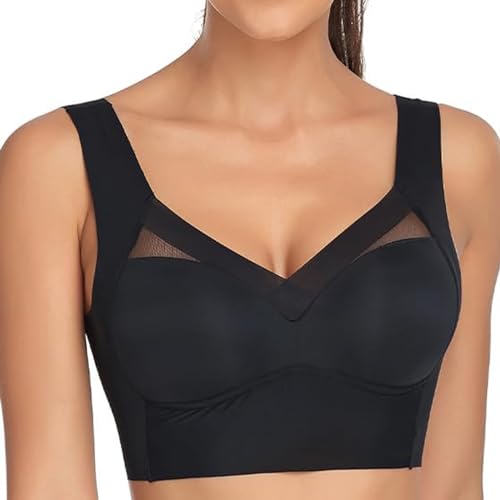 Hatme Haltungskorrektur BH, Wmbra BH Original, Comfy Bra, Summer Wireless Push-Up Comfort Ergonomischer Crossover-BH (DE/NL/SE/PL, Alphanumerisch, 4XL, Regular, Regular, Schwarz) von HYLM