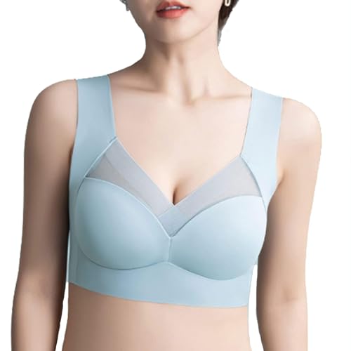 Hatme Haltungskorrektur BH, Wmbra BH Original, Comfy Bra, Summer Wireless Push-Up Comfort Ergonomischer Crossover-BH (DE/NL/SE/PL, Alphanumerisch, L, Regular, Regular, Blau) von HYLM