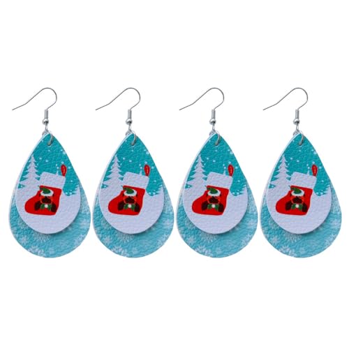 HYMAOME 2 Paar Weihnachts-Schneemann-Ohrringe in Tropfenform, für Damen, lustig, Urlaubs-Ohrringe, doppelseitig, bezaubernd und leicht, 2 Pairs, Edelstahl, Kein Edelstein HYMAOME 2 Paar Weihnachts-Schneemann-Ohrringe in Tropfenform, für Damen, lustig, Urlaubs-Ohrringe, doppelseitig, bezaubernd und leicht, 2 Pairs, Edelstahl, Kein Edelstein von HYMAOME
