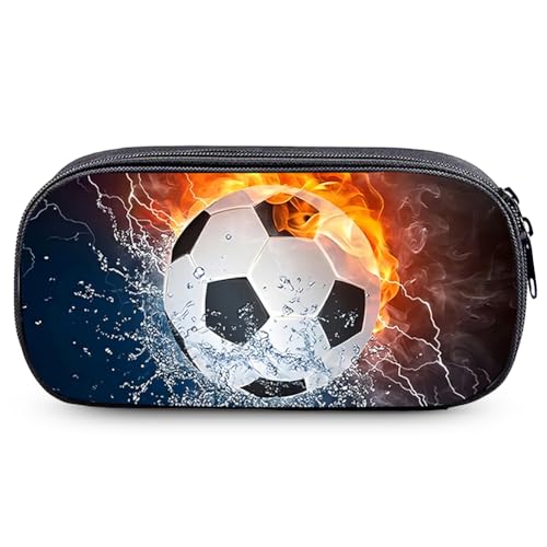 HYMBCFW Federmäppchen Fußball, Soccer Federmäppchen Großer Kapazität Fussball Mäppchen Jungen 3D Schulmäppchen Schreibwarenbox Schulbedarf Federtasche Studie Schreibwaren Stiftebox für Studenten Büro von HYMBCFW