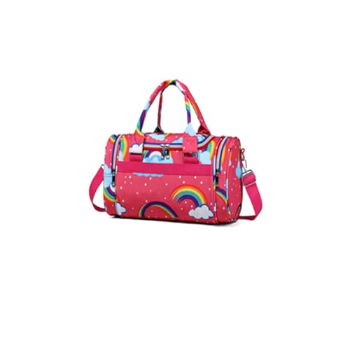 HYOOG Balletttasche für Mädchen, Tanztasche, Kinderspielzeugtasche, Kinder-Reise-Spielzeug-Aufbewahrungstasche mit Reißverschluss (Regenbogen-Rot, klein) von HYOOG