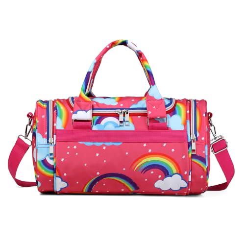 HYOOG Balletttasche für Mädchen, Tanztasche, Kinderspielzeugtasche, Kinder-Reise-Spielzeug-Aufbewahrungstasche mit Reißverschluss (Regenbogenrot, mittel) von HYOOG