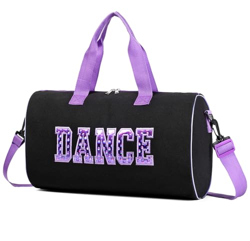 Tanztasche für Mädchen, Kinder-Spielzeug-Aufbewahrungstasche, Wochenendtasche, Übernachtungstasche, Gymnastiktasche, 43,2 cm L x 22,9 cm B x 22,9 cm H, Violett, Niedlich von HYOOG